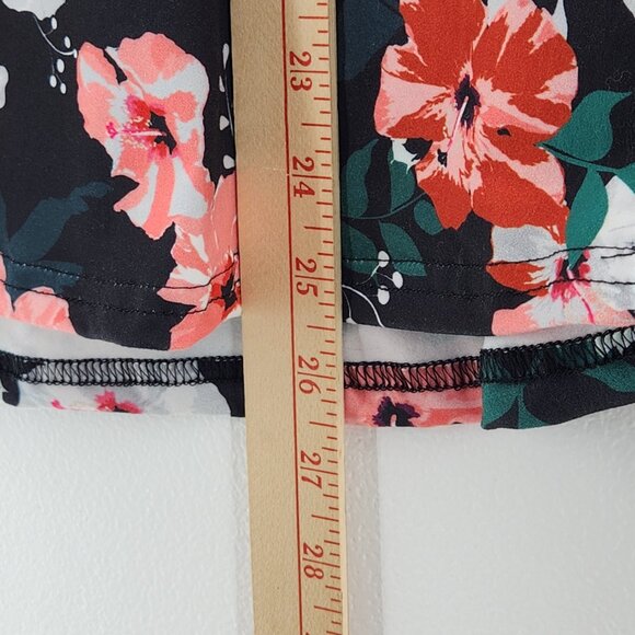 Floral Raglan Baseball Tee Striped Long Sleeve Black Pink Women’s Size L So Soft - Picture 11 of 13